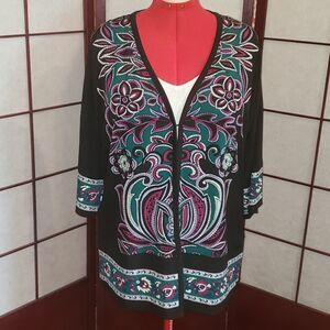 East 5th Open-faced Bold Emerald Floral  Cardigan